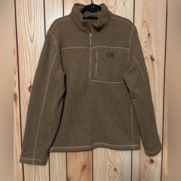 The North Face Gordon Lyons 1/4 Zip Fleece Pullover Men’s Size Large brown logo - Picture 1 of 10